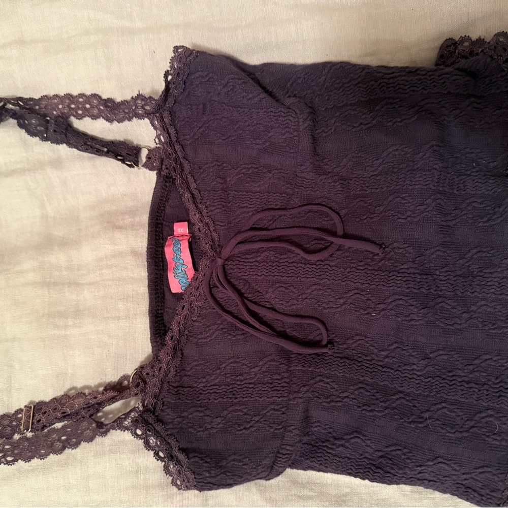 Edikted Navy Lace Trim Tank Top